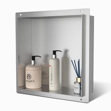 Bernkot Stainless Steel Shower Niche 12" X 12" Brushed No Tile Needed Recesse...