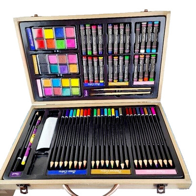 Art Set in Wooden Carrying Box Supplies