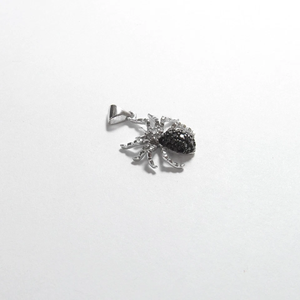 Colgante araña diamante negro corte único blanco HENG NGAI 10K oro blanco 0,30 quilates Foto 2 de 4