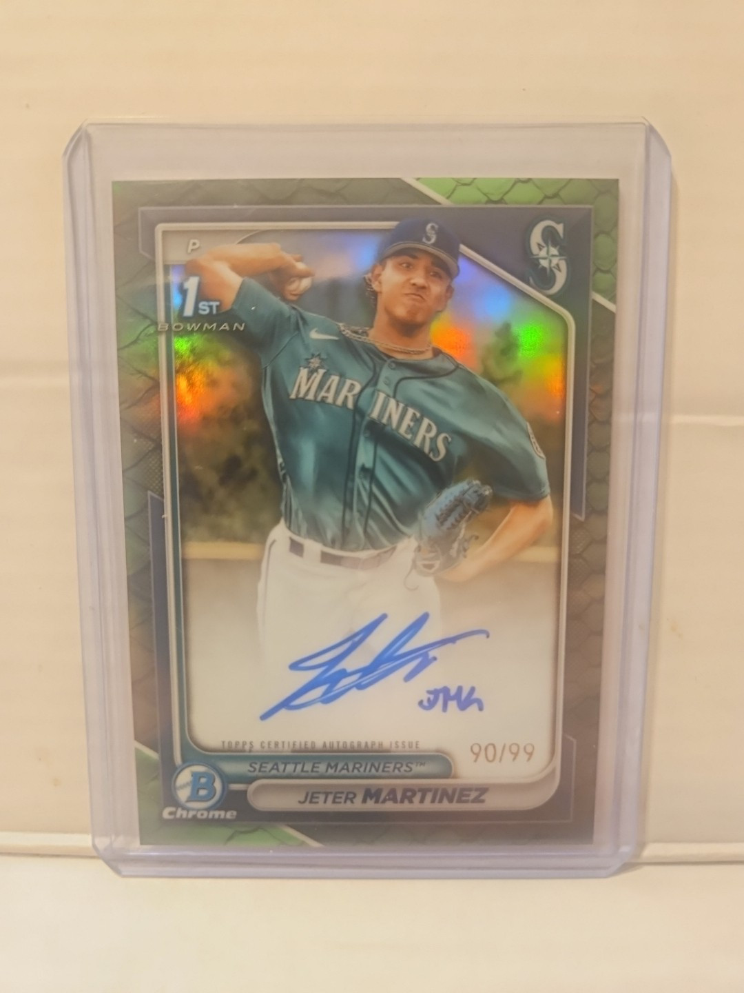 2024 Bowman Chrome -Auto Green Reptilian Refractor #CPA-JMZ Jeter Martinez 90/99