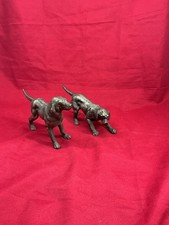 Coppia Di Statuine Cani Da Caccia In Metallo
