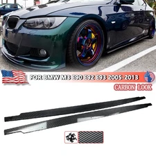 For BMW M3 E90 E92 E93 2005-13 Carbon Look Side Skirt Extension Lip Rocker Panel
