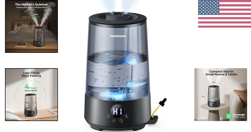 Smart Top-Fill Humidifier with LED Display and Auto Shut-Off - Filterless Design - Image 2 of 4