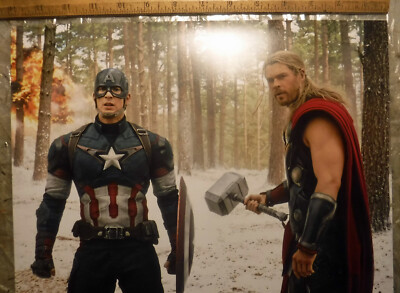 ⭕ 11x14 luster finished Marvel photo Chris Evan Chris Hemsworth Thor Cap  America