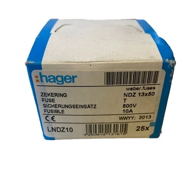 25x Hager LNDZ10 D-Sicherungseinsatz NDZ 10A 500V Träge (gG) – NEU & OVP - Bild 1 von 2
