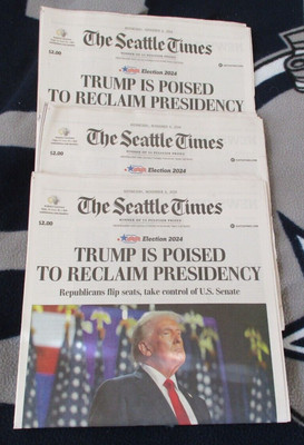 DONALD TRUMP NOV 6TH 2024 ELECTION WINNER FULL NEWSPAPER LOT (3) SEATTLE TIMES