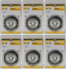 Master Mechanic 842663 3" Coarse Crimped Wire Cup Brush w 1/4" Shank - 6 Pack
