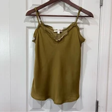 Grade & Gather Ruffled Sleeveless Camisole Moss Size S