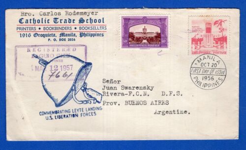 PHILIPPINES TO ARGENTINA, 1957, FDC, VF - Picture 1 of 2