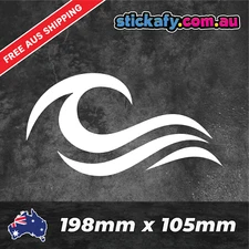 Curly Wave Decal Sticker Funny Laptop Car Window Bumper 4x4 Ute Sticker beach