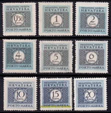 EBS Croatia NDH 1943-1944 Postage Dues - Porto - Michel P 17-25 - MNH**