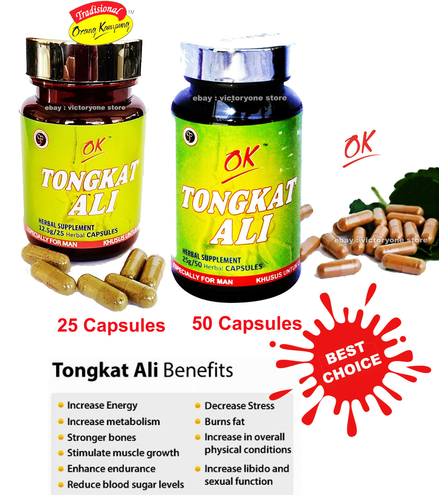 Tongkat Ali Longifolia Herbal Sexual Supplements Capsules
