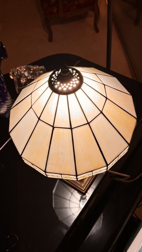 Mission Spanish Hacienda Tiffany Stained Glass Table Lamp WHITE SHADE - Picture 4 of 8