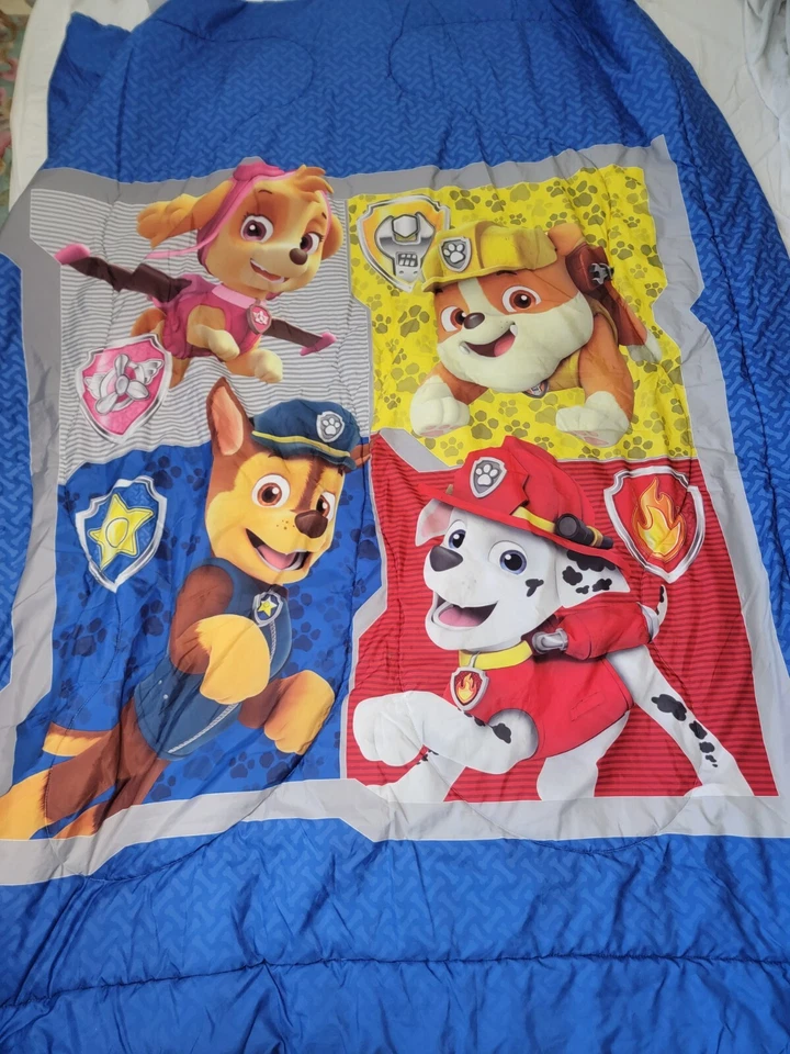 Edredón reversible cama doble Paw Patrol Marshall, Skye, Chase, colorido escombros Foto 2 de 4