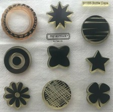 CTMH Bottle Caps B1185 rubber stamp set - EUC