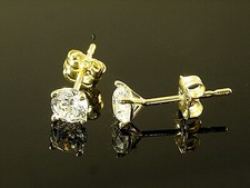 Pendientes pequeños oro 5851 par 4mm talla 4 garrapatas con piedras circonitas
