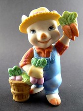 Collectable Figural Cute Pig Figurine Pig Little Gardener 1994 C8 