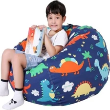 Dinosaur Bean Bag Chair Cover Kids Toy Storage Organizer Stuffed Animal Holder