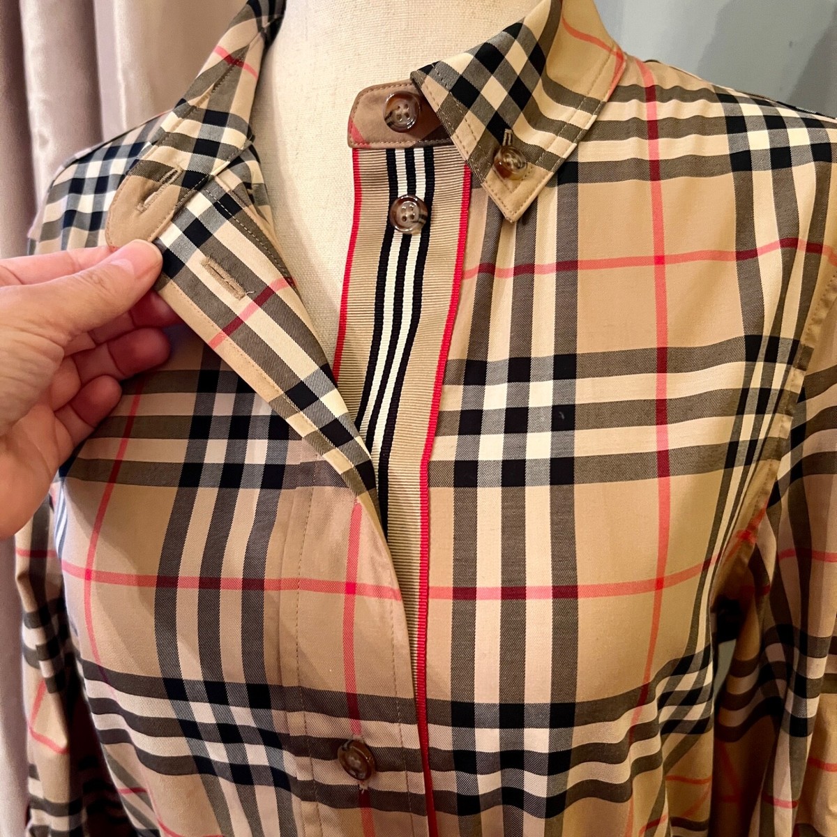 BURBERRY☆GIOVANNA チェックデザイン ワンピース 8 LADIES $1050 NWOT Burberry Giovanna Beige Check Plaid Shirtdress