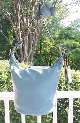 バッグ Coach Vintage Bleecker Blue Bucket Bag Coach 11422 MEDIUM Vintage Bleecker Sky Blue Leather Bucket