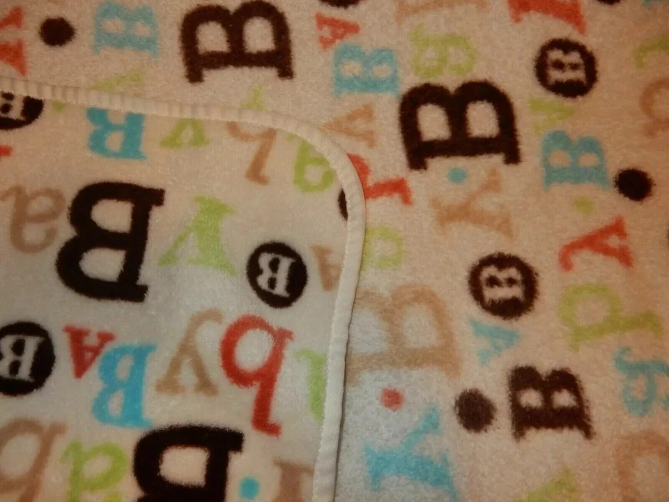 Juego 5D de 2 CIRCO BABY Estampado Multicolor Felpa Vellón Cuna Bebé Manta ABC Marrón Foto 4 de 4