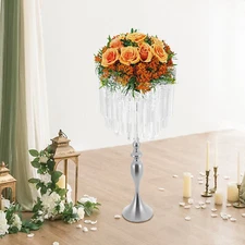 Elegant Acrylic Flower Stand with Crystal Pendants for Weddings & Events