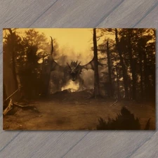 Art Print Woods Fire Breathing Dragon Wings Mysterious Creepy Unusual Eerie