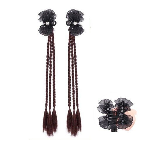 1/2Pcs Twisted Braid Wig Hair Clip Gypsophila Long Pony Tail Hair Accessories - Picture 15 of 18