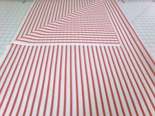 Red and White Striped Fabric BLEND Approx. 45x45. Small imperfection. F25-251
