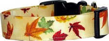 Falling Autumn Leaves on Cream Custom Handmade Dog Collar