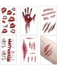 10 sheets 3D Bloodstained Wound Tattoo Sticker new Halloween Temporary