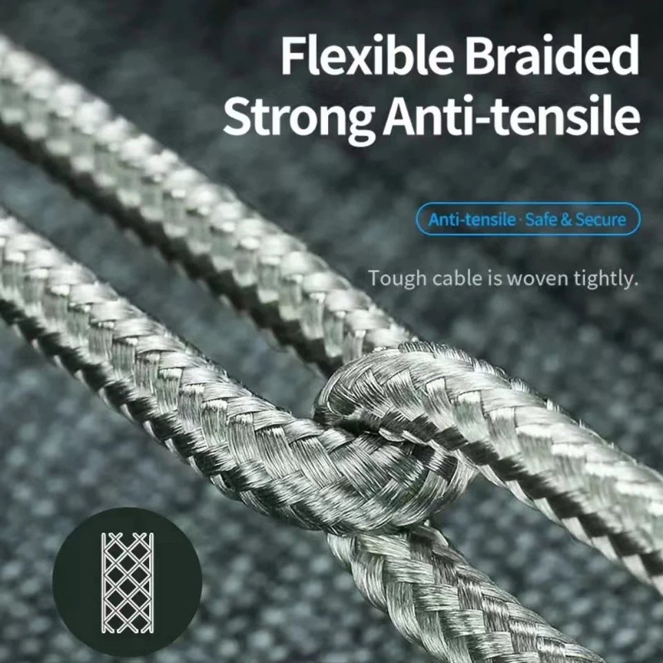 10Ft Long USB Fast Charger Cable For iPhone 14 13 12 11 8 Braided Charging Cord - Image 2 of 4