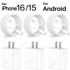 USB C PD 20W Fast Charger Adapter For iPhone 15/16/iPad Pro Android Type C Cable
