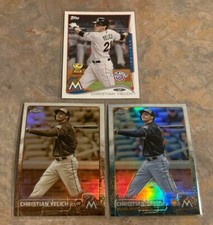 Christian Yelich 2015 Topps Chrome Sepia + Refractor + 2014 Opening Day Base LOT