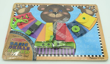 Melissa & Doug Bear Puzzle Basic Skills Board / Zip, Lace, Buckle, & More!