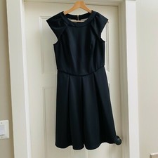 Adrianna Papell Dress Womens 8 Midi Hailey Cap Sleeve Pleated Dress LBD Classic