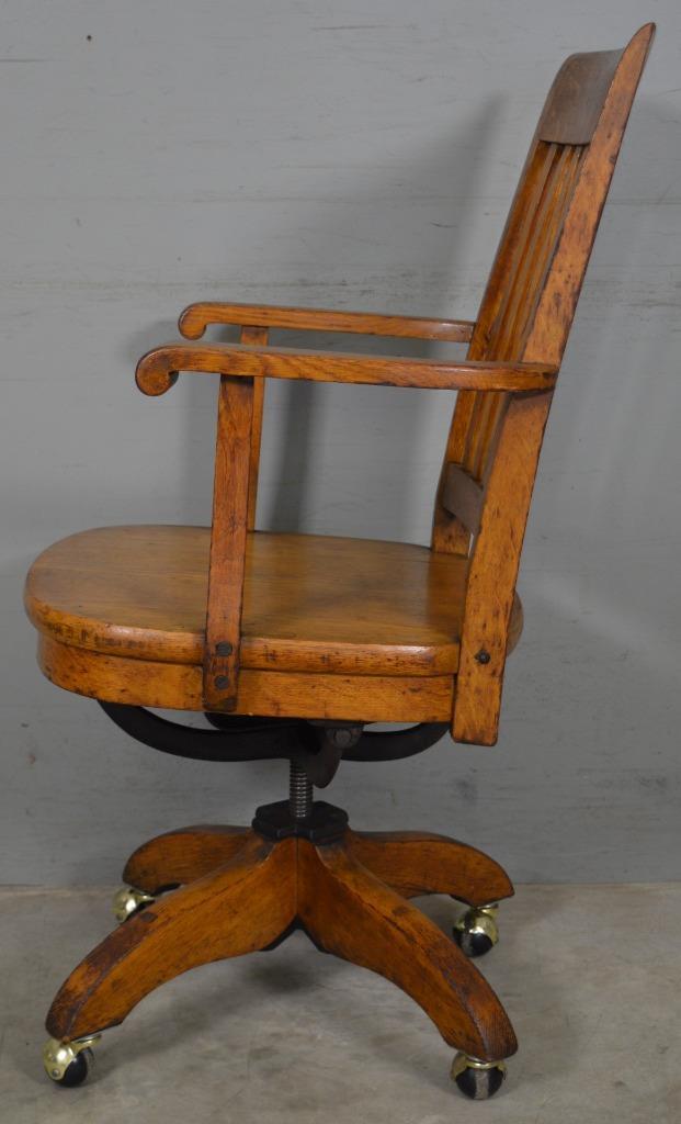 Antique Oak Swivel Tilt Victorian Office Chair #22093 | eBay