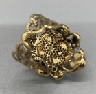 Vintage Filigree Ring - Amber Oval Feature & 4 Rhinestones - Adjustble — photo 3