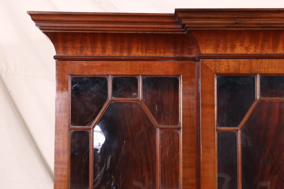 复古桃花心木英国格鲁吉亚风格气泡玻璃破损书柜柜 — 第 3/4 张图片