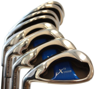 NEW EXTREME 5 MEN LEFT WIDE SOLE BLUE 3-PW IRON SET MENS STANDARD LEFTY IRONS