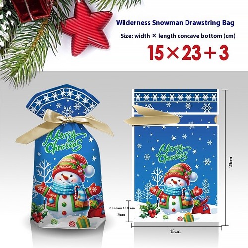50X Christmas Plastic Gift Pouch Bags Packing Wrapping Santa Snowman Candy Xmas - Picture 16 of 20