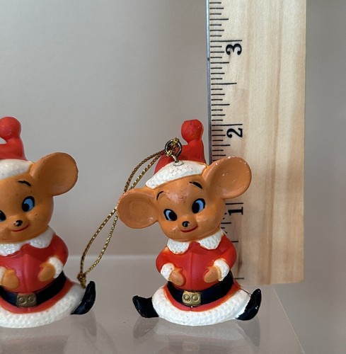 8 Weihnachtselfen Mäuse Maus Weihnachtsschmuck Hartplastik saisonal Urlaub Vintage - Bild 5 von 19