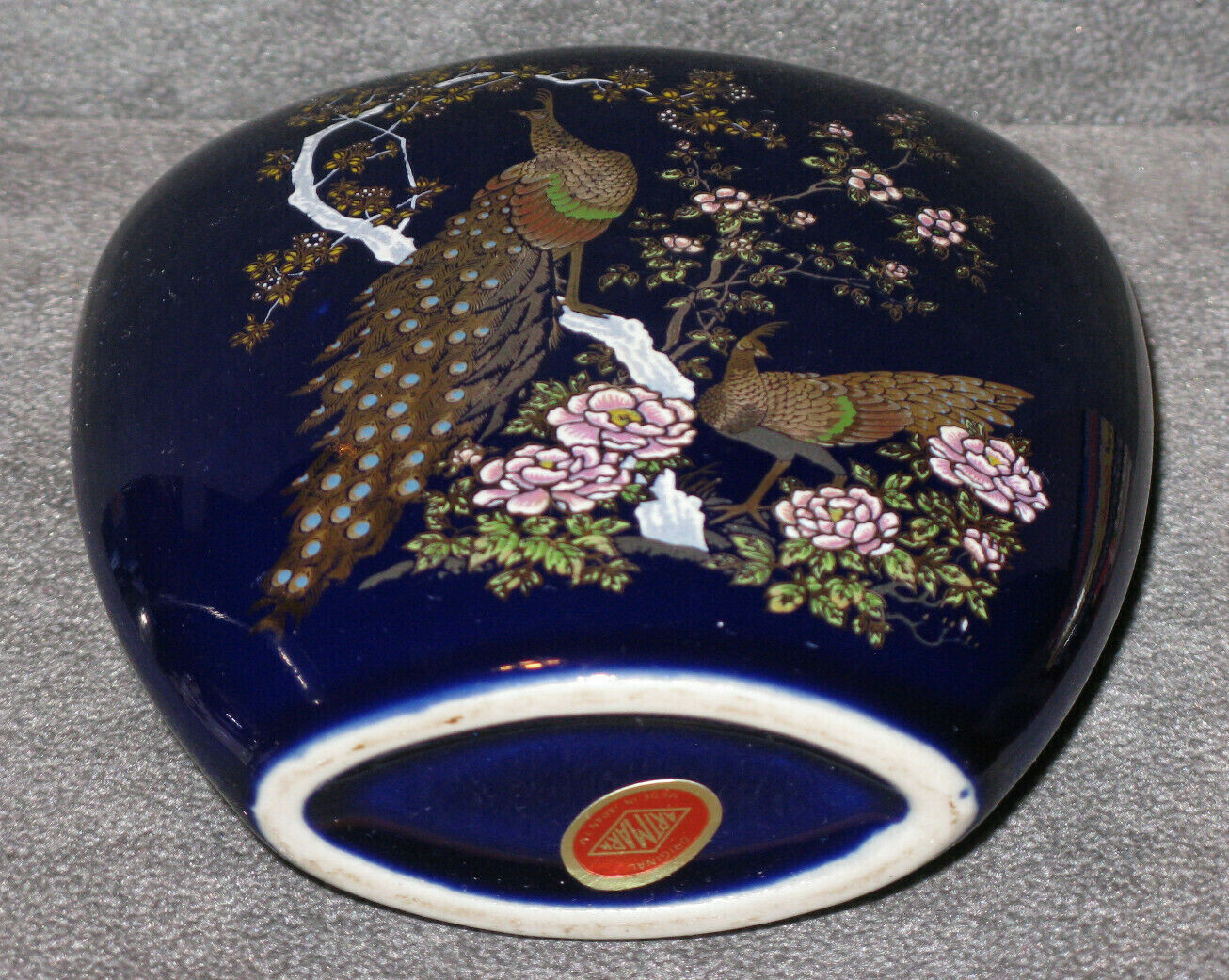 Vintage Artmark Japan Flower Bud Vase Blue with Asian Peacock Floral Design eBay