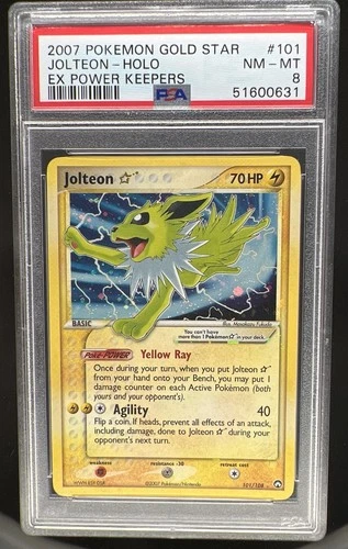2007 Pokemon EX Power Keepers Jolteon Gold Star Holo #101/108 PSA 8