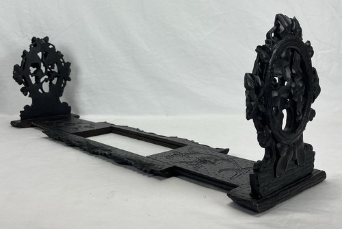Antique Hand Carved Black Forest Wood Adjustable Book End Book Stand Rack - Picture 16 of 24
