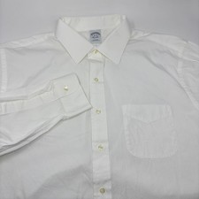 Brooks Brothers 18 -36 Solid White Long Sleeve Button Up Slim Fit Dress Shirt