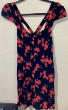 Urban outfitters Kimchi Blue Black Dress with Red rose Pattern small sz 4
