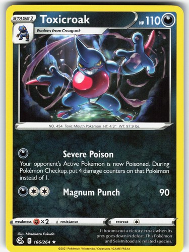Toxicroak 166/264 SWSH08: Fusion Strike Pokemon Rare EN Lightly Played