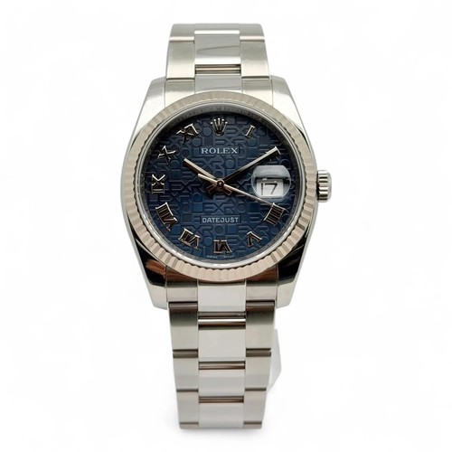 Rolex Datejust 36mm Steel Blue Jubilee Dial Fluted Automatic Watch 116234