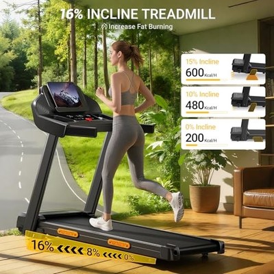 UMAY 16% INCLINE TREADMILL, 4-IN-1 FOLDABLE TREADMILL, 3.0HP, SF20 - BLACK